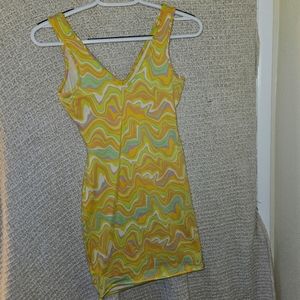 Yellow retro fitted mini dress
